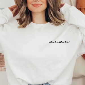 embroidered mama sweatshirt minimal embroidery on the left chest perfect gift for mom mothers day