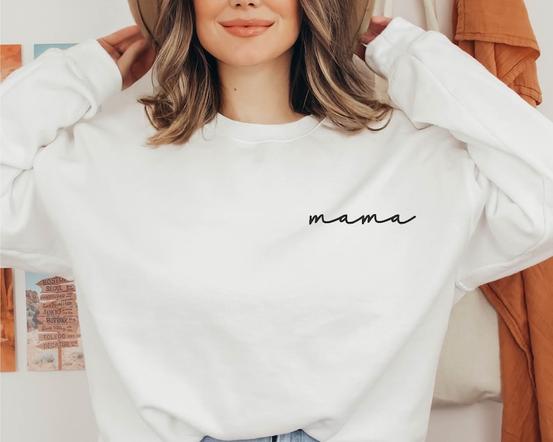 embroidered mama sweatshirt minimal embroidery on the left chest perfect gift for mom mothers day