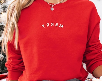 Geborduurd kerstsweater: minimalistische kersttrui