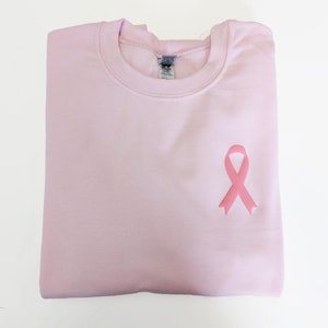 Pink Ribbon Sweatshirt Puff Print | Cancer Support | Cancer Survivor Sweatshirt | Breast Cancer Awareness Hoodie | Pink Ribbon Shirt