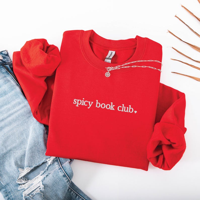 Embroidered 'Spicy Book Club' Crewneck Sweatshirt - Cozy Book Lover Gift image 1