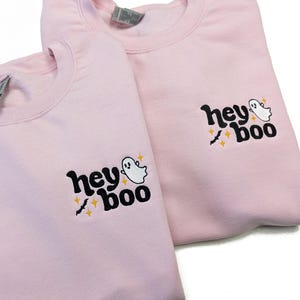 Embroidered Halloween Sweater | Fall Shirt | Hey Boo Ghost | halloween Sweatshirt for Women