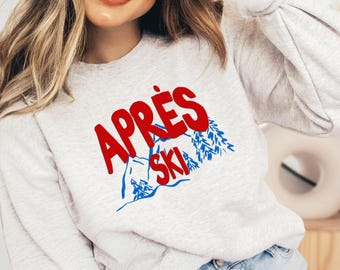 Apres Ski Sweatshirt, Puff Print Ski Trip Sweater