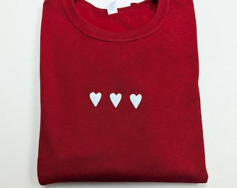 Embossed Hearts Valentine Sweatshirt - Love Crewneck Gift