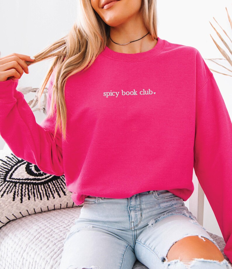 Embroidered 'Spicy Book Club' Crewneck Sweatshirt - Cozy Book Lover Gift image 5