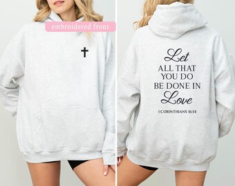Sudadera cristiana con versículo bíblico: cruz bordada, regalo religioso