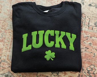 Felpa con stampa a sbuffo Lucky Shamrock / Maglione per il giorno di San Patrizio