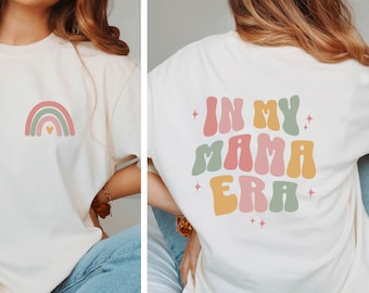 Retro 'In My Mama Era'-shirt: Boho Rainbow Mom-T-shirt