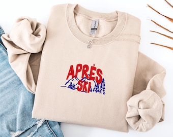 Embroidered Apres Ski Sweatshirt, Ski Trip Sweater