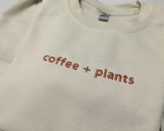 Moletom Bordado Amante de Plantas, Café + Plantas Moletom Minimalista