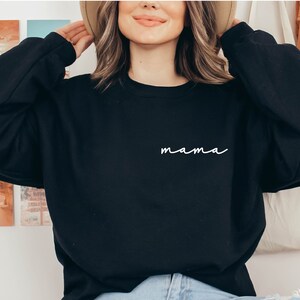 embroidered mama sweatshirt minimal embroidery on the left chest perfect gift for mom mothers day