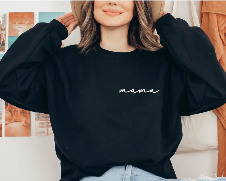 embroidered mama sweatshirt minimal embroidery on the left chest perfect gift for mom mothers day