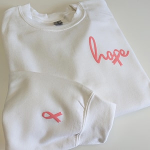 Breast Cancer Awareness Sweatshirt Puff Print | Breast Cancer Awareness Hoodie | Support Cancer Sweatshirt | Breast Cancer Tee | Pink Ribbon