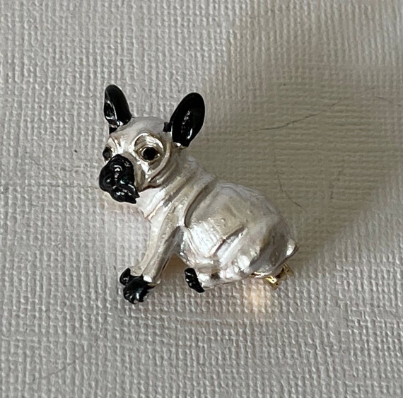 French bulldog brooch, dog jewelry, white dog pin… - image 4