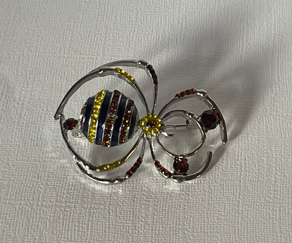 Rhinestone spider brooch, tarantula brooch, yellow spider pin, blue spider pin Halloween spider brooch wedding spider brooch, spider jewelry View 5