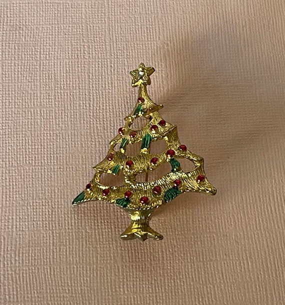 Vintage Christmas tree brooch, Christmas jewelry, 
