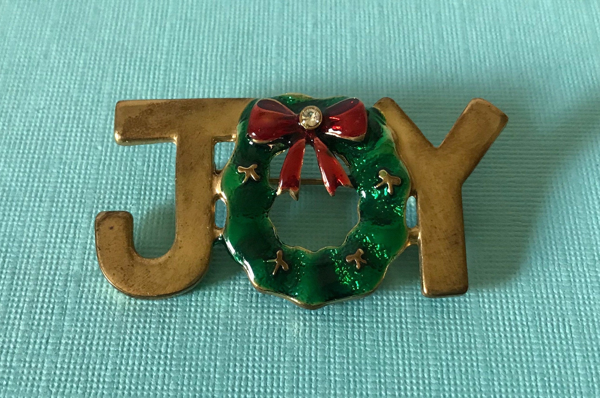 Vintage Joy Brooch Wreath Brooch Christmas Brooch Joy Pin Etsy New Zealand