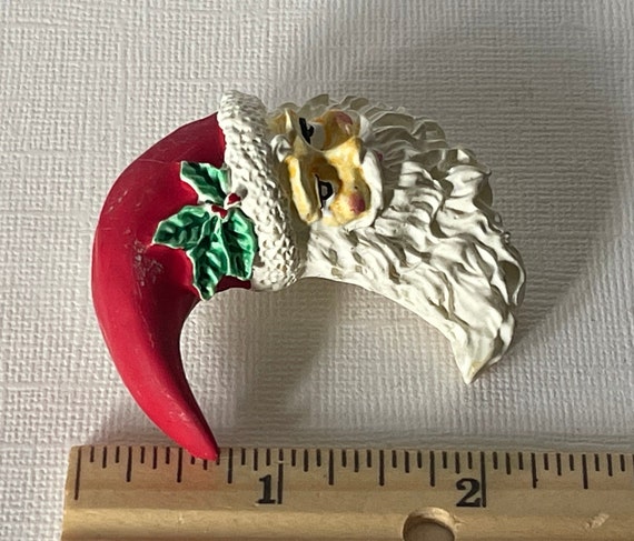 Vintage Santa brooch, vintage crescent moon pin, … - image 5