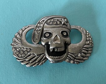 Skull Skeleton King Crown Clear Rhinestones Hip Hop Metal 