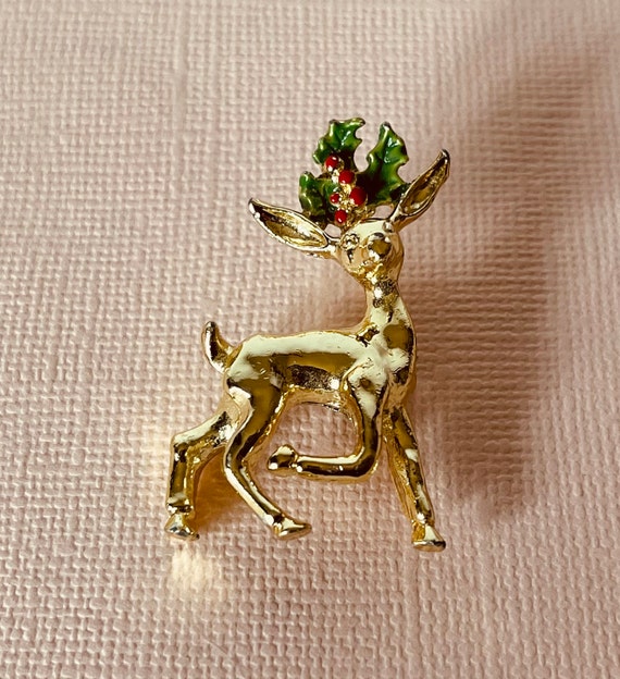 Vintage reindeer brooch, Signed Gerry's Rudolph b… - image 1