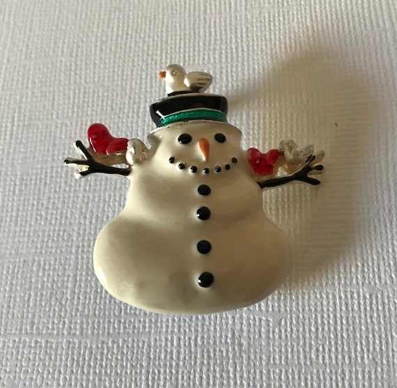 Vintage snowman Christmas pin, Christmas brooch, … - image 2