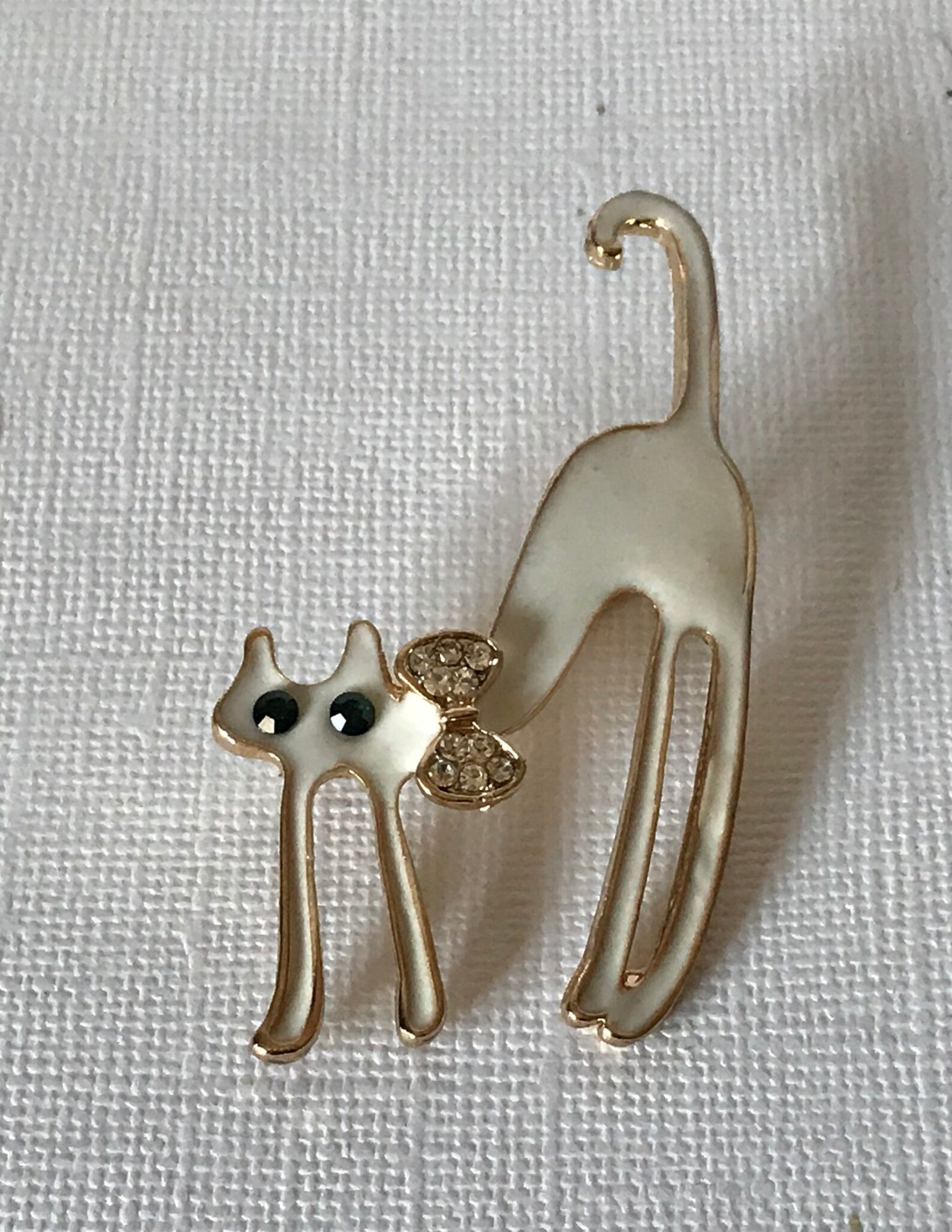 White Cat Brooch Rhinestone Cat Pin cat Jewelry Cat Gifts Etsy