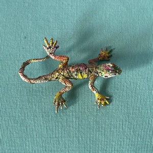 Vintage Rhinestone Lizard Pin, Lizard Brooch, Silver Lizard
