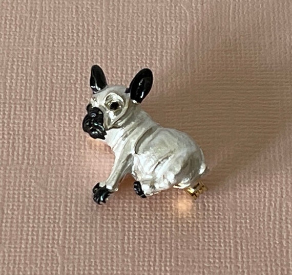 French bulldog brooch, dog jewelry, white dog pin… - image 2