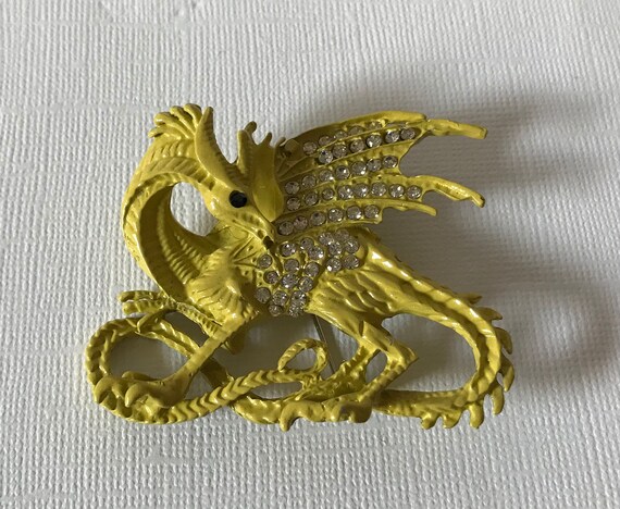 rhinestone dragon brooch, rhinestone dragon pin, … - image 3