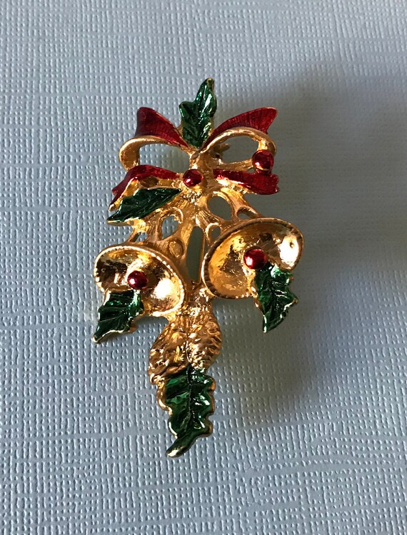 Vintage jingle bells brooch, Christmas brooch, Ch… - image 3