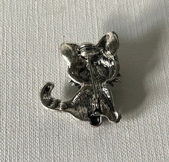 Silver rhinestone cat brooch, cat pin, cat gifts,… - image 4