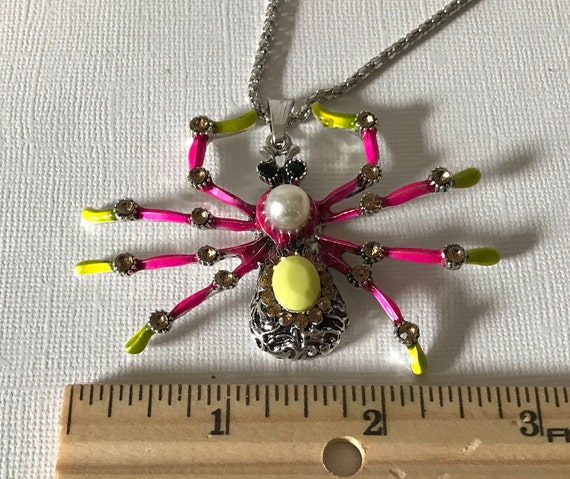Large spider necklace, pink spider necklace, yell… - image 8