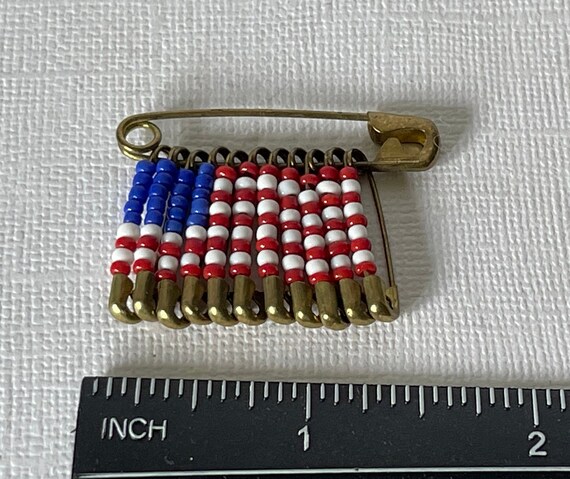 Vintage flag brooch, vintage safety pin brooch, v… - image 4