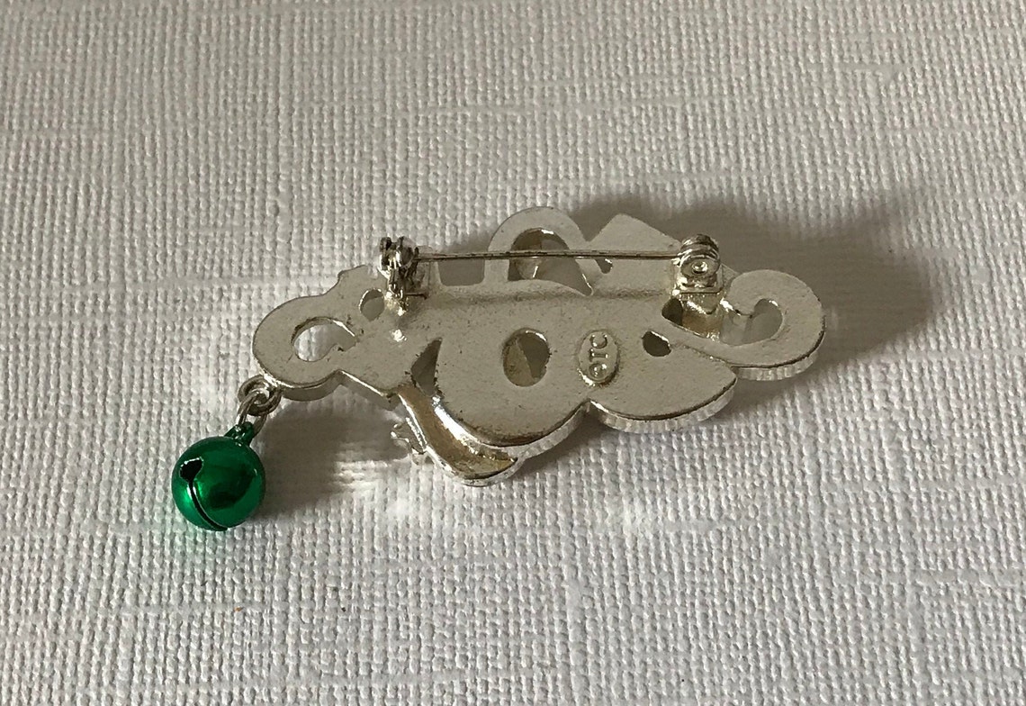 Vintage Joy Brooch Joy Dangle Pin Christmas Bell Pin Etsy