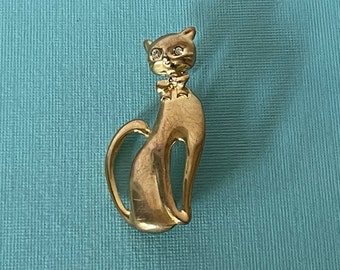 Vintage cat brooch, rhinestone cat pin, gold cat brooch, cat jewelry, cat gifts, gold cat brooch, cat pin, rhinestone cat, cat jewelry gift