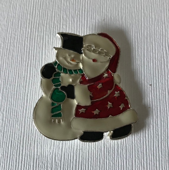 Vintage santa brooch, vintage snowman brooch, San… - image 4