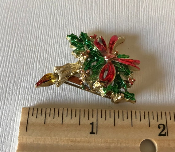 Vintage Christmas candle brooch, candle pin, Chri… - image 3