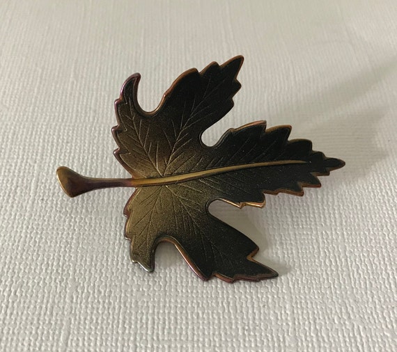 Vintage leaf brooch, maple leaf brooch, scarf bro… - image 3