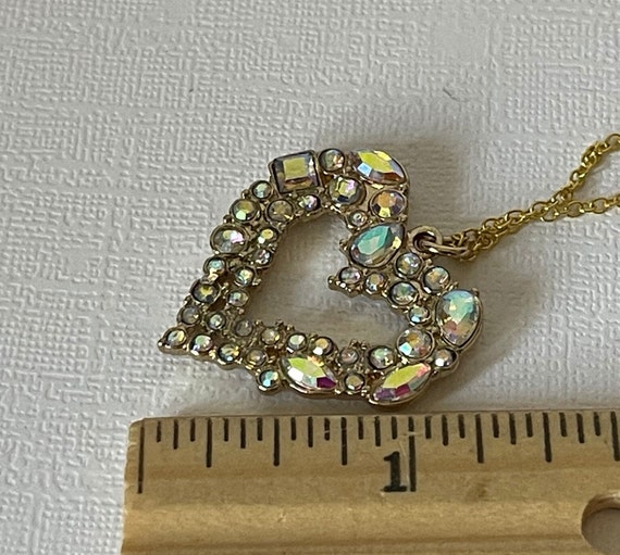 Rhinestone heart necklace, heart jewelry, gifts f… - image 4