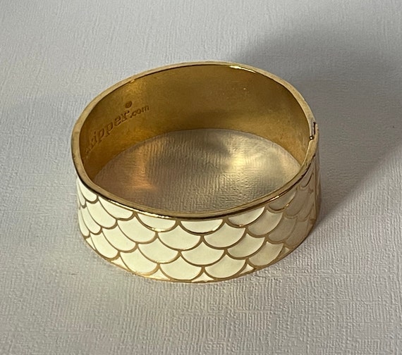 Vintage bracelet, white and gold bracelet, signed… - image 3