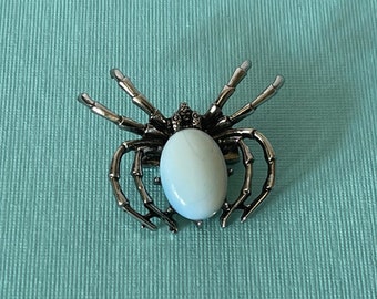 Opal stone spider brooch, Halloween spider pin, spider jewelry, wedding spider brooch, tarantula spider pin, lucky spider pin, tarantula