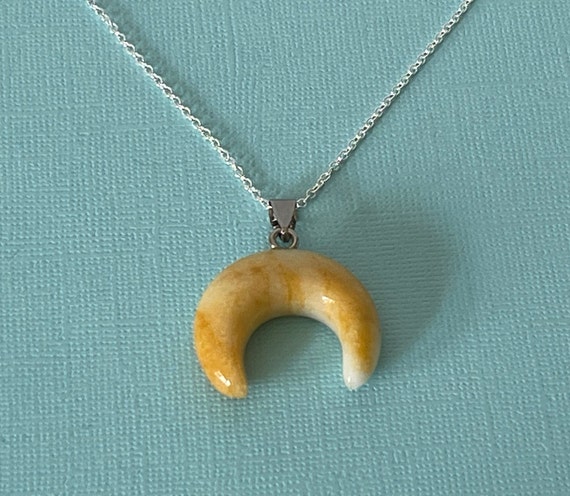 Crescent moon necklace, yellow moon necklace, butter quartz crescent moon, 20" necklace, yellow jasper moon necklace, moon jewelry, moon View 4