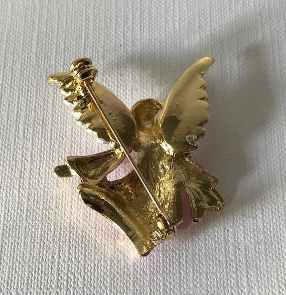 Pink angel pin, rhinestone angel pin, heavenly an… - image 4