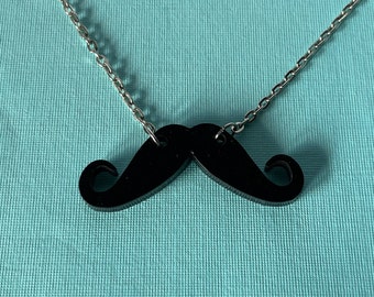 Mustache necklace, mustache jewelry, Movember, 20" necklace, adjustable necklace, mustache, moustache, black and silver mustache necklace