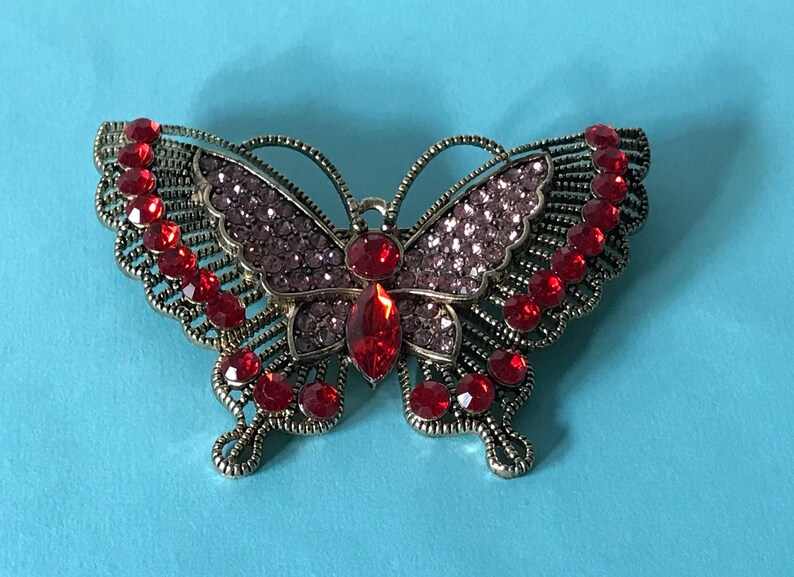 butterfly brooch insect pin bug Large red rhinesotne butterfly pin butterfly jewelry red butterfly in insect pins large butterfly pin