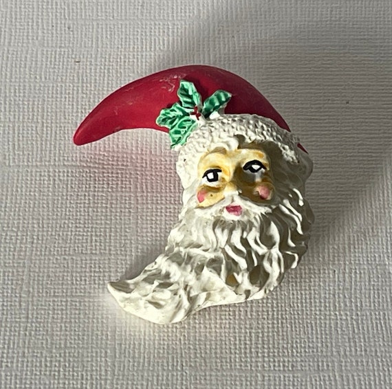 Vintage Santa brooch, vintage crescent moon pin, … - image 4