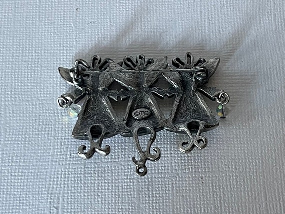 Vintage angel brooch, signed TC angel pin, pewter… - image 5
