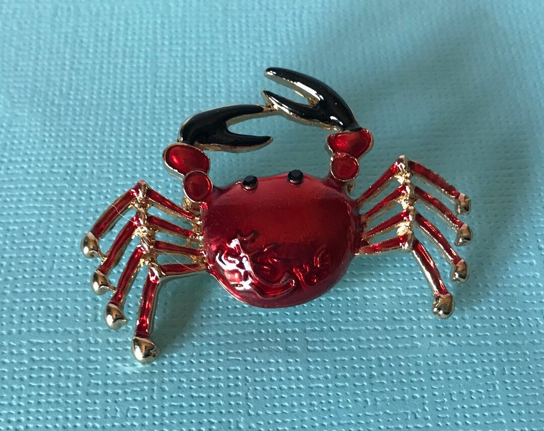 Red Crab Brooch Crab Pin Red and Gold Crab Pin King Crab Etsy