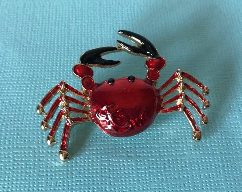 gold crab spider king crab pin crab pins red crab brooch red and gold crab pin dungenous crab crab pin Red crab brooch spider crab