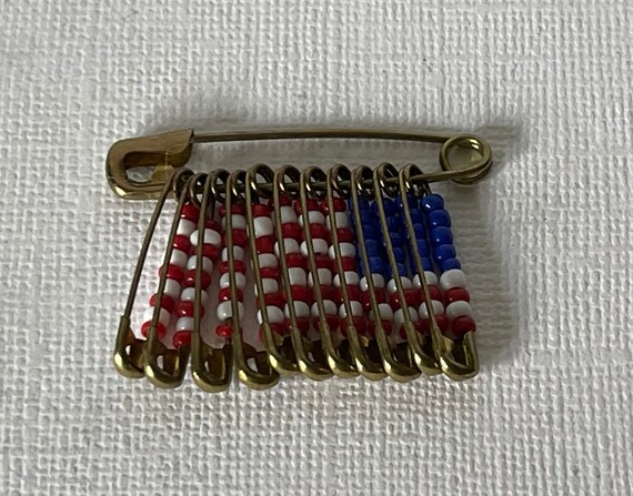 Vintage flag brooch, vintage safety pin brooch, v… - image 5